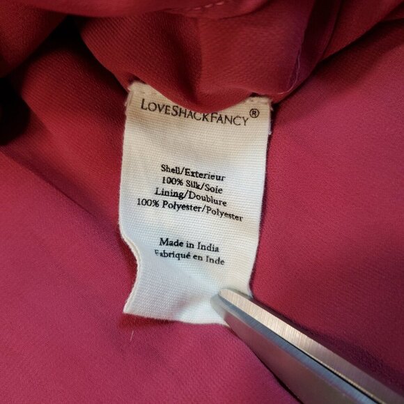 Cutie Pink/Red LoveShackFancy Silk Ruffle Tiered Y2K Mini Micro Skirt - XS - Picture 6 of 6